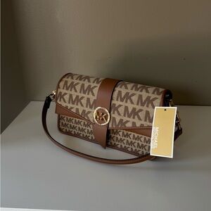 MICHAEL Michael Kors Beige Brown Monogram Shoulder Bag